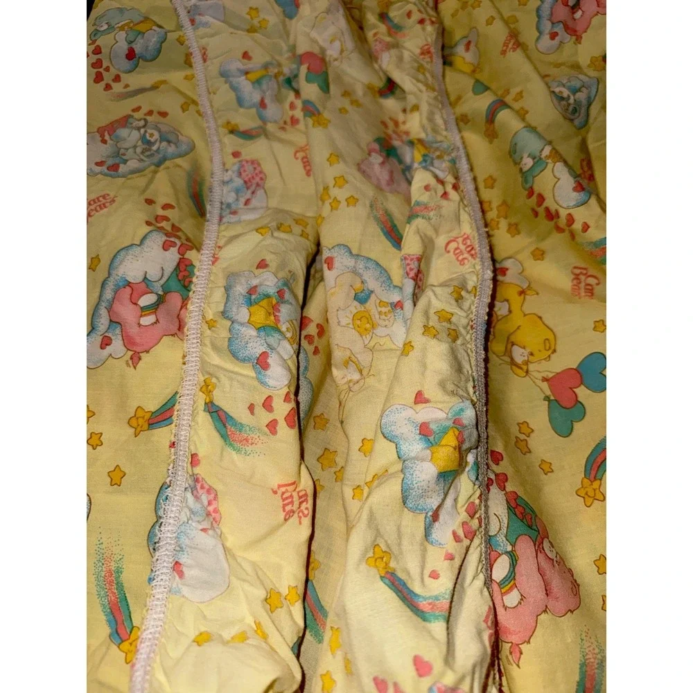Vintage 1983 baby crib mattress sheet  yellow blue & pink baby bedding nursery